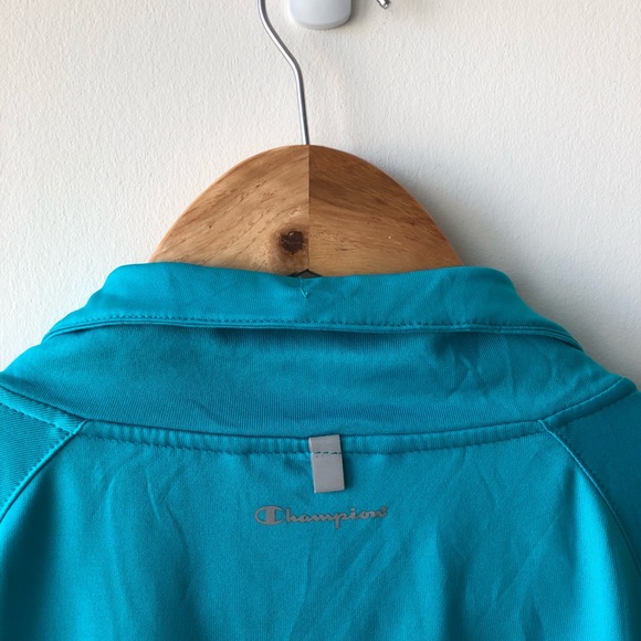 Champion Turquoise Blue Mock Neck Zip Up Sweater - Picture 4 of 6